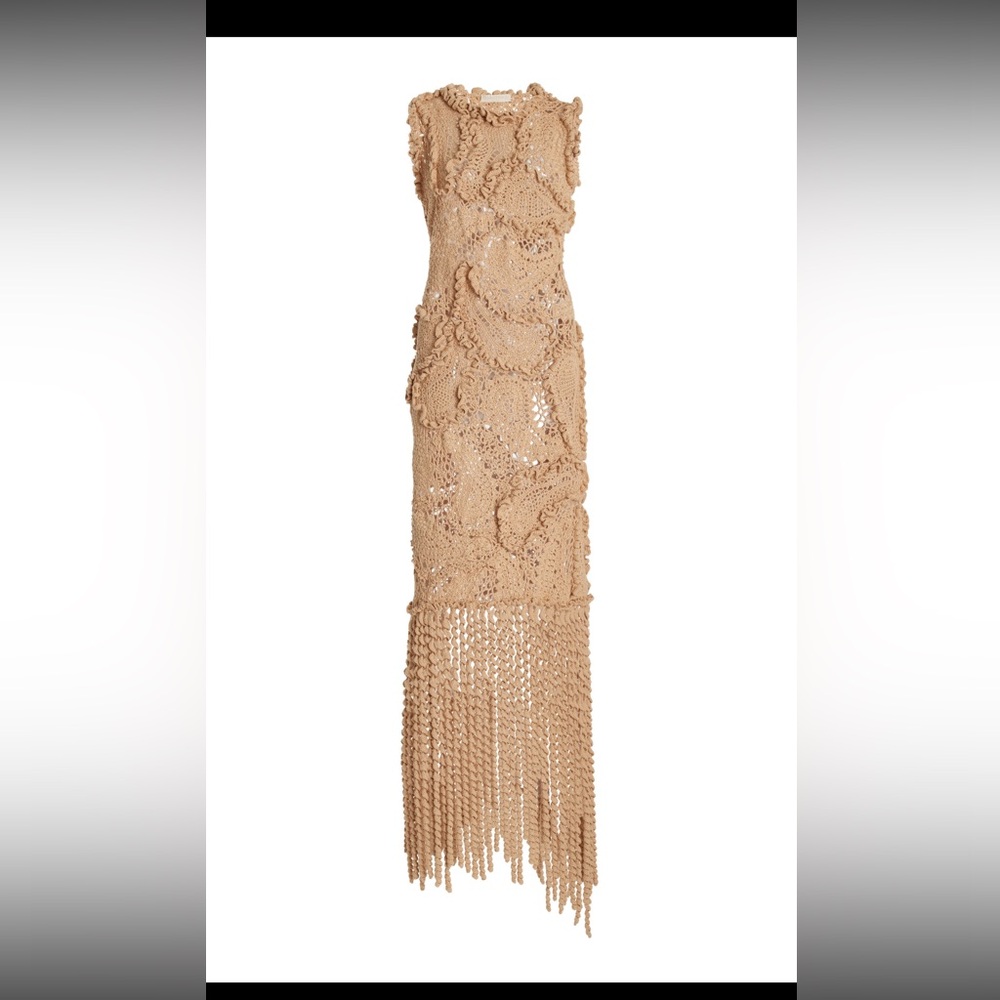 ULLA JOHNSON Kamaria dress in ecru, made of hand-crocheted Italian cotton